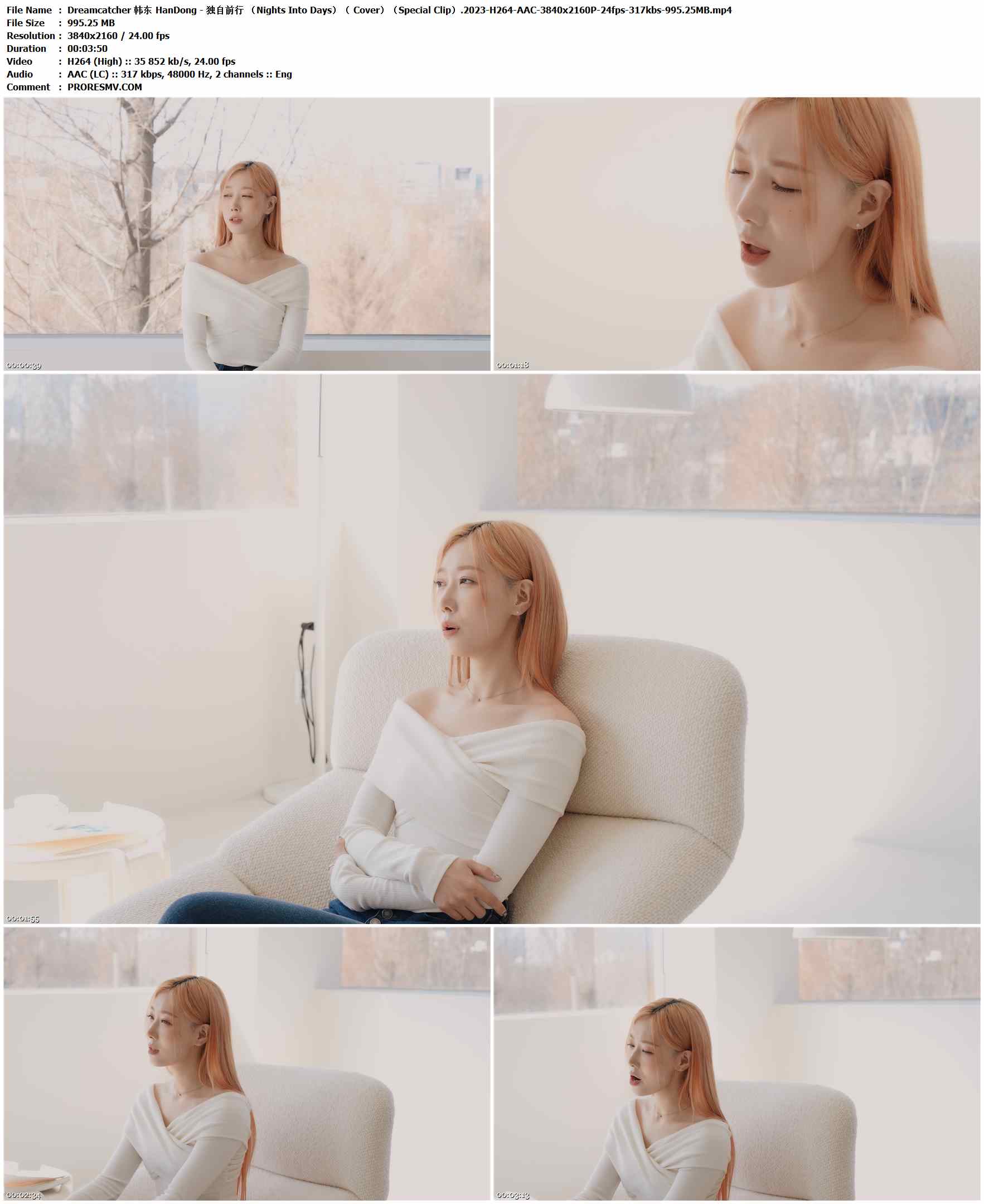 Dreamcatcher 韩东 HanDong - 独自前行 （Nights Into Days）（ Cover）（Special Clip）.2023-H264-AAC-3840x2160P-24fps-317kbs-995.25MB官方MV_高清MV